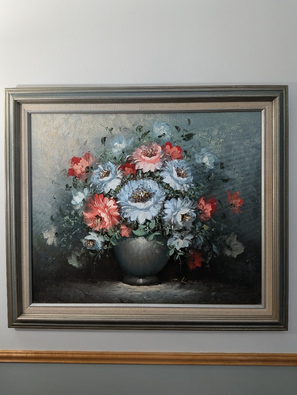 Vintage Hand Painted Floral Still Life - Stretched Canvas Wall Art